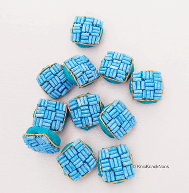 Hand Embroidered Designer Blue Buttons